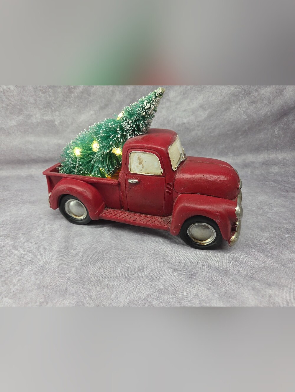 Vtg Red Pick-Up Truck & Xmas Tree LED lights Tabletop Decor Timer New with Tags